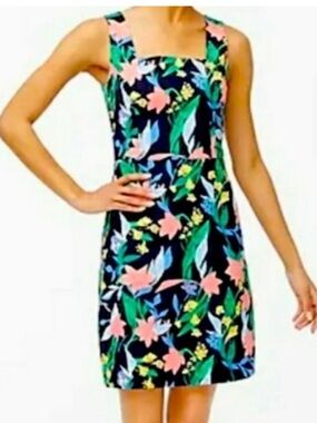 J Crew Factory Floral basketweave square-neck dress 6